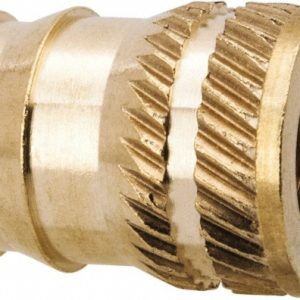 E-Z LOK 1/4-20, 0.321" Small to 0.363" Large End Hole Diam, Brass Double Vane Tapered Hole Threaded Insert DV-420-TH