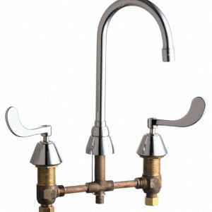 CHICAGO FAUCETS Wrist Blade Handle, Wide Spread Bathroom Faucet 786-E3ABCP