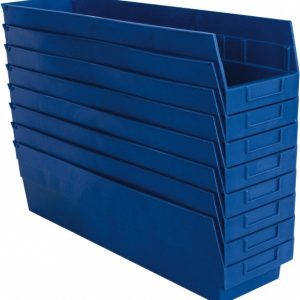 QUANTUM STORAGE Plastic Hopper Shelf Bin: Blue QSB206BLCS