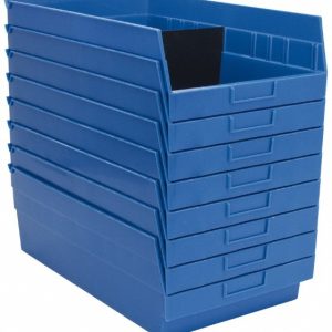 QUANTUM STORAGE Plastic Hopper Shelf Bin: Blue QSB210BLCS