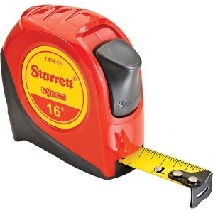 STARRETT Tape Measure: 16' Long, 3/4" Width, Yellow Blade 60400