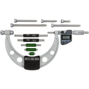 MITUTOYO Electronic Interchangeable Anvil Micrometer: 152.4 mm Range, 6 Anvils 340-351-32