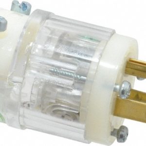 LEVITON Straight Blade Plug: Hospital, 5-15P, 125VAC, Clear 8215-PLC