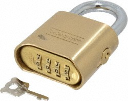 MASTER LOCK Combination Lock: Solid Brass, 2" Wide 176-P156