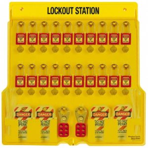 MASTER LOCK Padlock Lockout Station: Equipped, 20 Max Locks, Polycarbonate Station 1484BP410