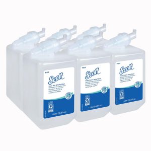 SCOTT Foam Hair and Body Wash, 1.0 L Manual Refills, Light Blue, Fresh Scent, Manual Cassette 91553