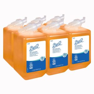 SCOTT Hair and Body Wash, 1.0 L Manual Refills, Clear, Citrus Scent, White 91557