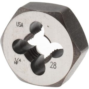 CLE-LINE Hex Rethreading Die: 1/4-28, Right Hand, Carbon Steel C65602