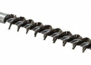 SCHAEFER BRUSH Double Stem/Single Spiral Tube Brush: 1/2" Dia, 6-1/4" OAL, Stainless Steel Bristles 43510