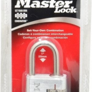 MASTER LOCK Combination Lock: Die-Cast Zinc, 1-3/16" Wide, Nickel-Plated 630D