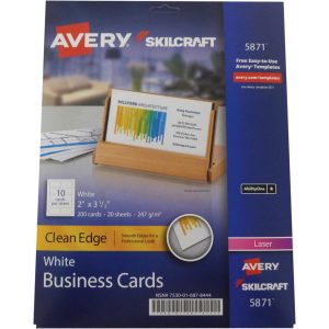 ABILITYONE Business Cards: 3-1/2", White 7530016878444