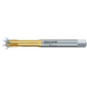 EMUGE Spiral Point Tap: M6x1 Metric, 3 Flutes, Plug Chamfer, 6HX Class of Fit, High-Speed Steel-E-PM, TiN-70 Coated B1088F01.0060