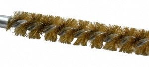SCHAEFER BRUSH Double Stem/Single Spiral Tube Brush: 1/2" Dia, 6-1/4" OAL, Brass Bristles 43610