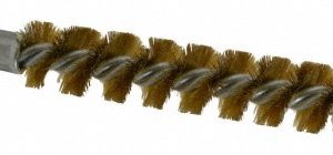 SCHAEFER BRUSH Double Stem/Single Spiral Tube Brush: 5/8" Dia, 6-1/4" OAL, Brass Bristles 43616