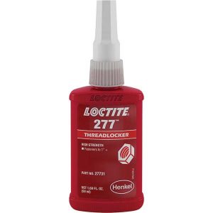LOCTITE Threadlocker: Red, Liquid, 50 mL, Bottle 88448