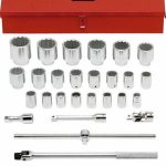PROTO Socket Set: Standard, 28 Pc, 3/4" Drive, 21.00 to 60.00 mm J55202A