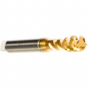 EMUGE Spiral Flute Tap: M5x0.8, Metric Coarse, 3 Flute, Bottoming Chamfer, 6H Class of Fit, Cobalt, TiN Finish B0513700.0050