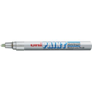 UNI-BALL Paint Pen: Silver, Oil Base, Bullet Tip 63614
