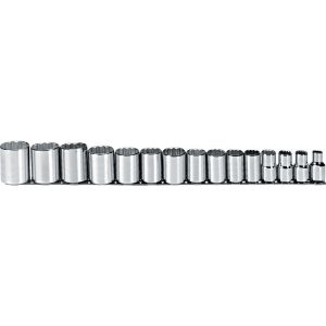 PROTO Socket Set: Standard, 15 Pc, 1/2" Drive, 3/8 to 1-1/4" J54114