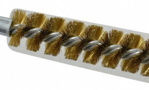SCHAEFER BRUSH Double Stem/Single Spiral Tube Brush: 3/4" Dia, 6-1/4" OAL, Brass Bristles 43622