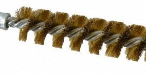 SCHAEFER BRUSH Double Stem/Single Spiral Tube Brush: 3/4" Dia, 6-1/4" OAL, Brass Bristles 93622